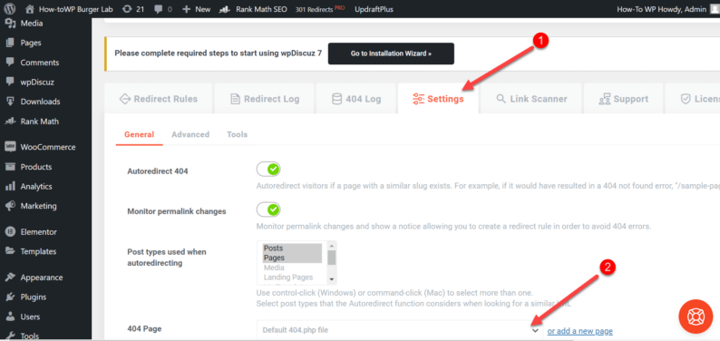 Go To The &Quot;Settings&Quot; Sections And Click The &Quot;404 Page&Quot; Drop-Down Menu.