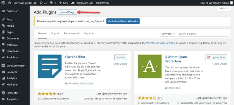Click The &Quot;Upload Plugin&Quot; Button.