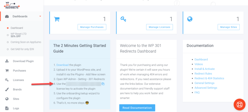 Copy The &Quot;License Key&Quot; From The Dashboard.