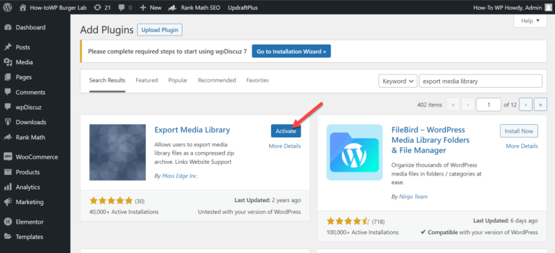 Activate The &Quot;Export Media Library&Quot; Plugin.