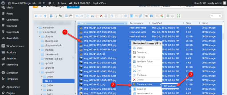 Create A Zip File Of The Selected Images.