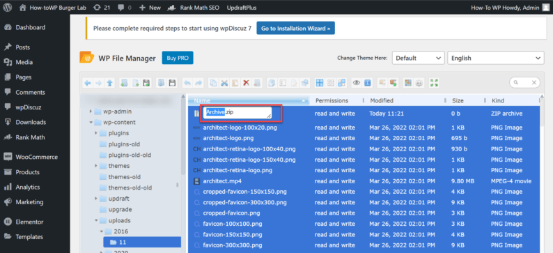 Give A Name To The Zip File.