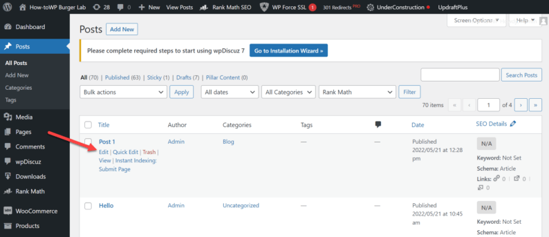 Select A Post By Hovering Over It And Clicking The &Quot;Edit&Quot; Option
