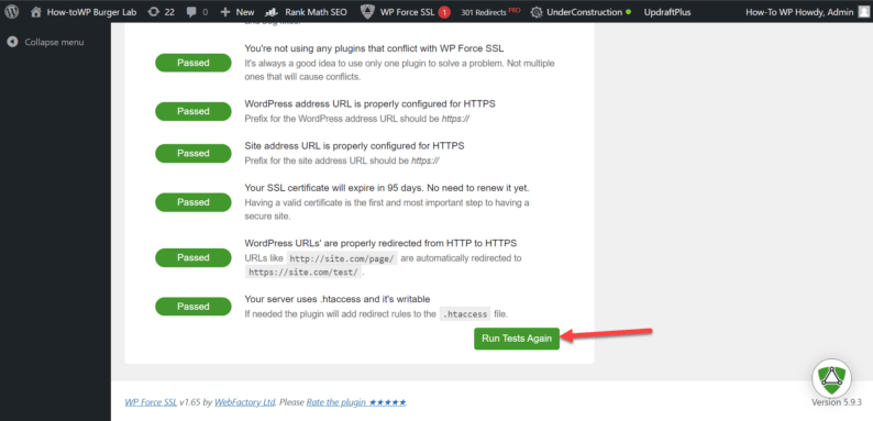 Click &Quot;Run Tests Again.&Quot;