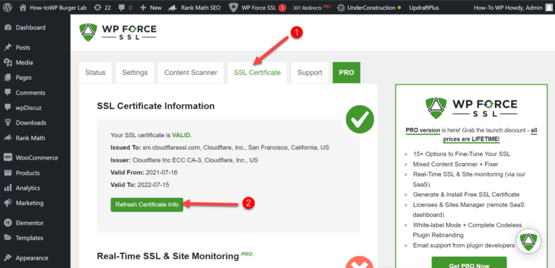 Go To The &Quot;Ssl Certificate&Quot; And Click The &Quot;Refresh Certificate Info&Quot; Button.