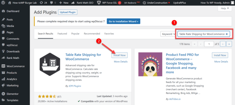 Search And Install The &Quot;Table Rate Shipping For Woocommerce&Quot; Plugin