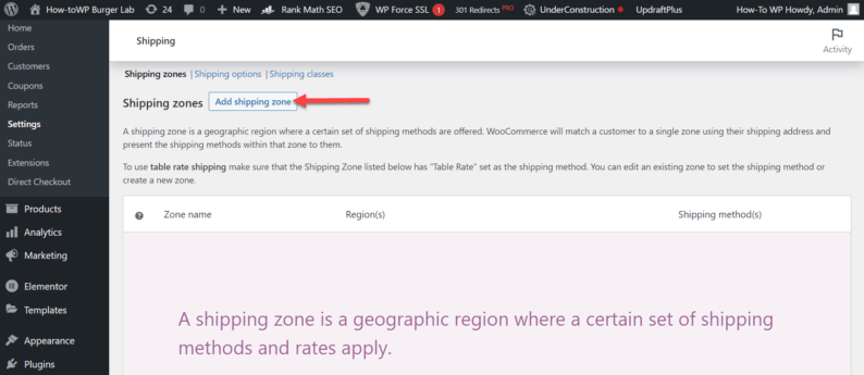Click On The &Quot;Add Shipping Zone&Quot; Button