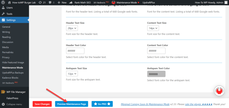 Click On The &Quot;Preview Maintenance Mode&Quot; Button.