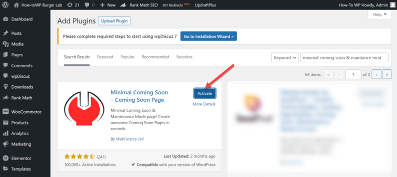Activate The Coming Soon Plugin.