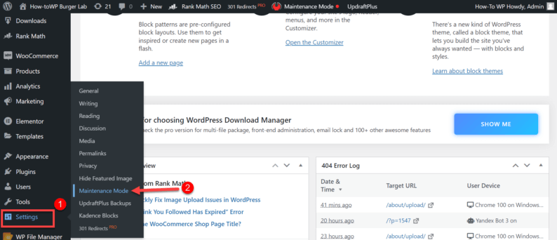 Go To &Quot;Settings&Quot; And Click &Quot;Maintenance Mode.&Quot;