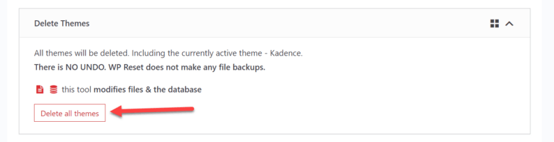 Click The &Quot;Delete All Themes&Quot; Button.