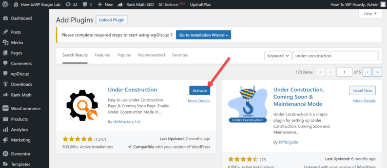 Activate The &Quot;Under Construction&Quot; Plugin.