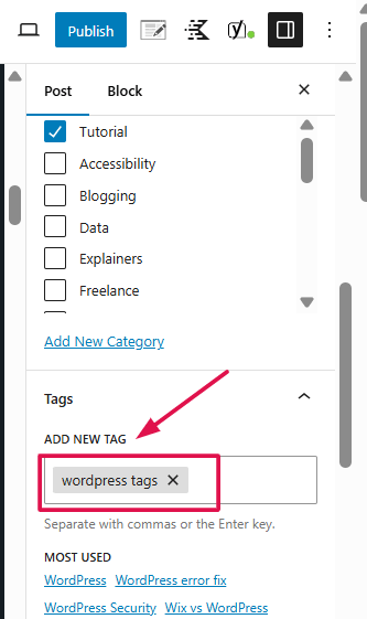 Tags in WordPress