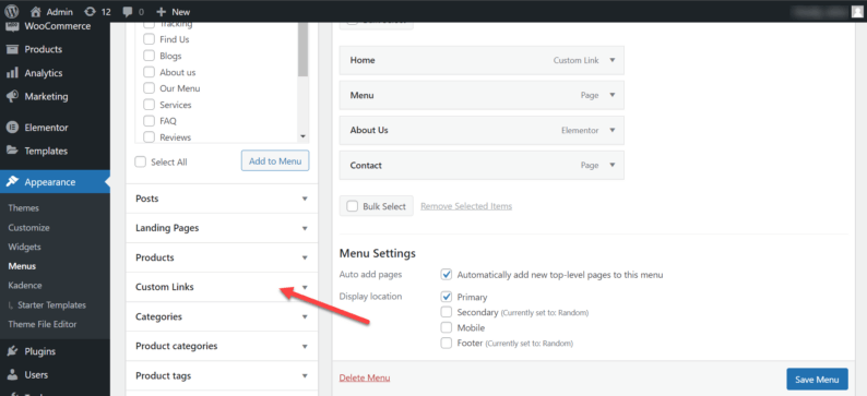 Click On Customize Links