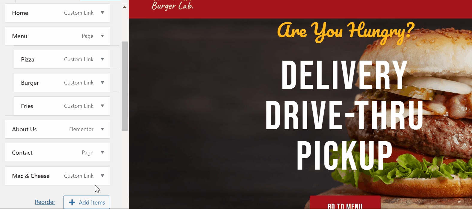Rearrange The Menu Items