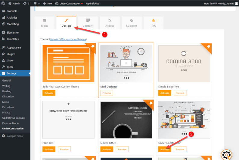 Go To &Quot;Design&Quot; And Activate A Design.
