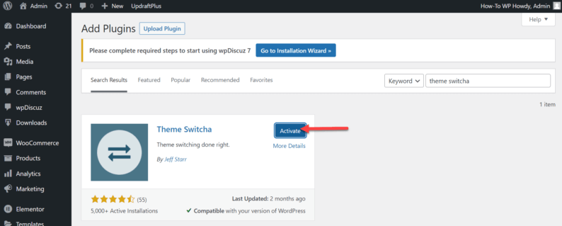 Activate The &Quot;Theme Switcha&Quot; Plugin.