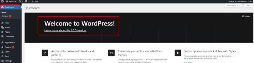 modify WordPress site admin