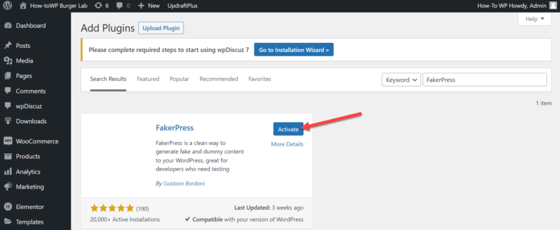 Activate The &Quot;Fakerpress&Quot; Plugin.