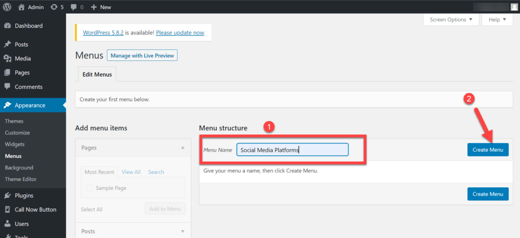 Enter Name And Click Create