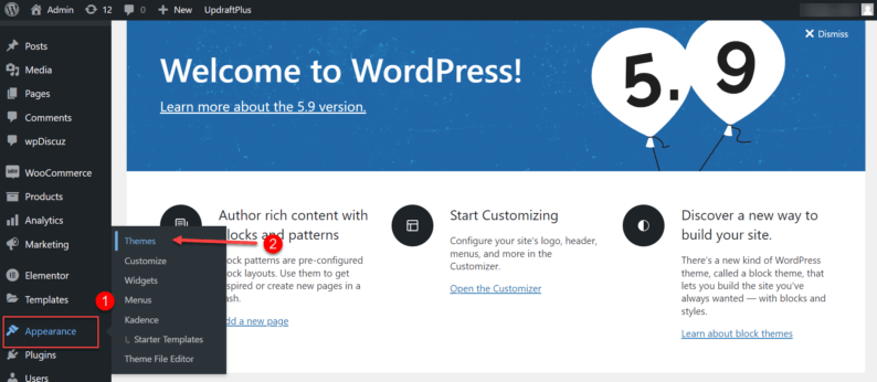 Go To The Appearance And Click On The Themes Option.