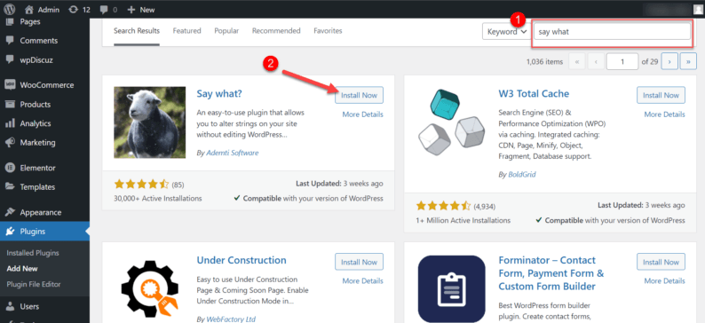 Search And Install The Say What Plugin.