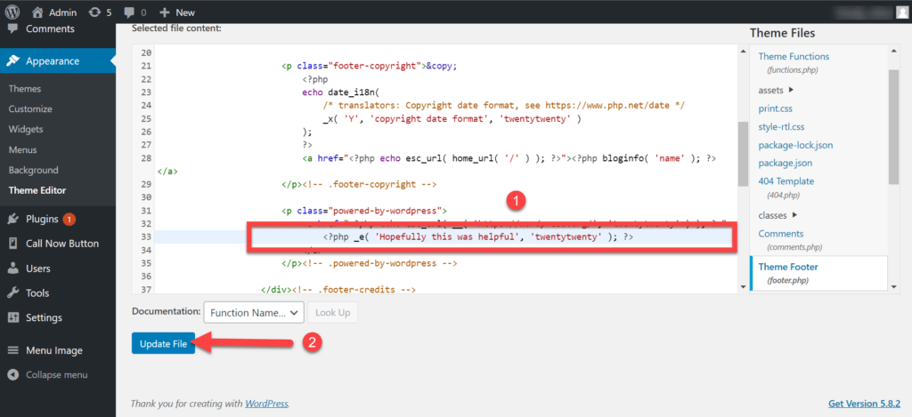 Edit The Coding For The Copyright Text