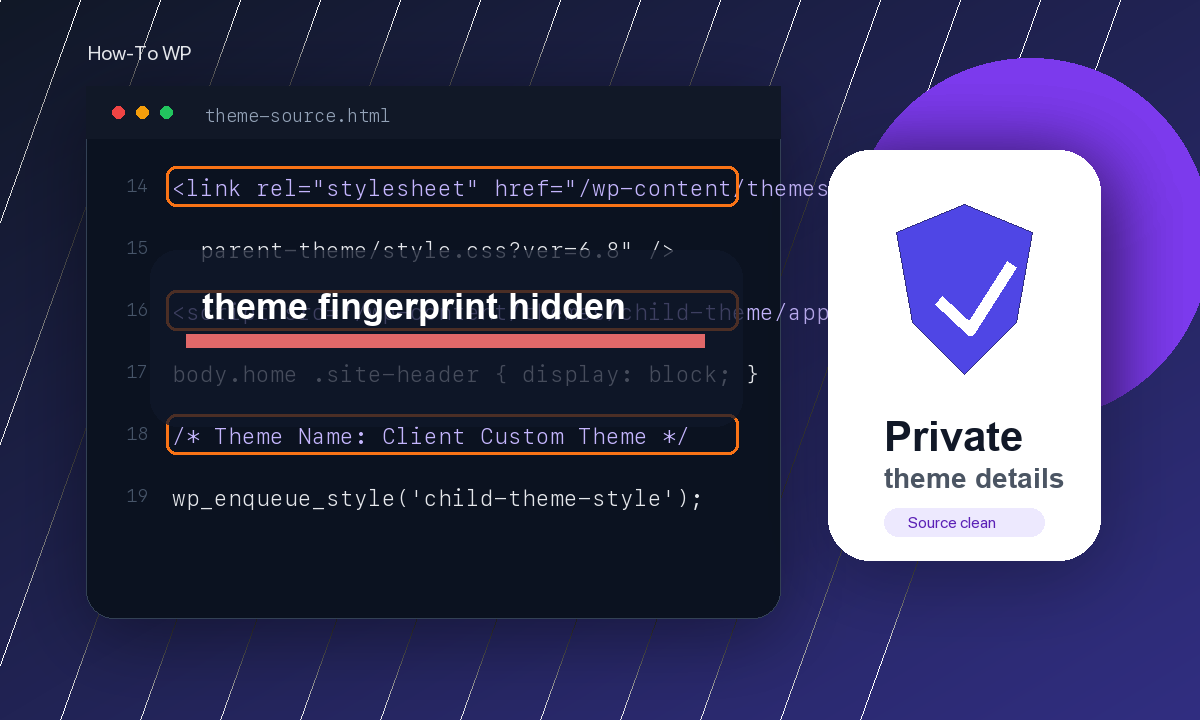 Illustration for hiding WordPress theme details